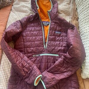 Patagonia Purple Puffer nano puff bivy with Orange Lining
